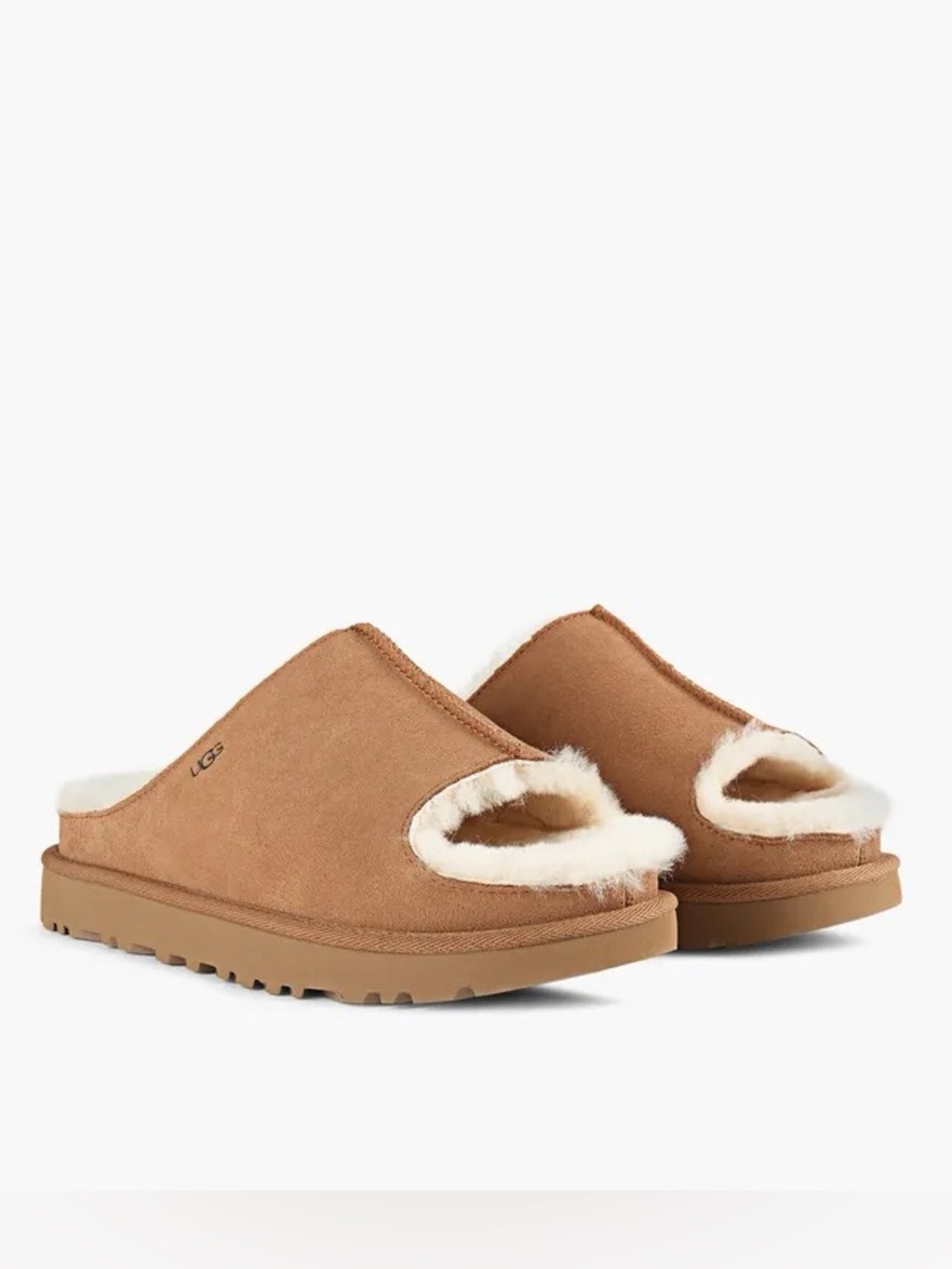 UGG Chestnut Suede Open-Toe Slide Slippers